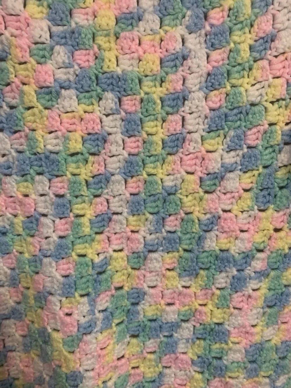Vintage‎ Pastel Hand Crocheted Soft Knitted Baby Blanket Throw Afghan Unisex